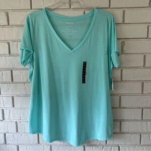 NWT Girlfriend Signature Jersey V-Neck Tee size 2 - island paradise